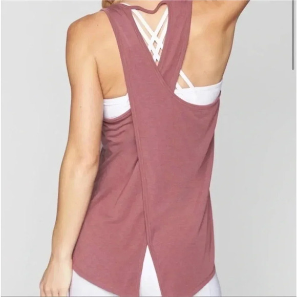 Athleta Essence Tie Open Back Tank Top Size Large Tall Red - Picture 3 of 11